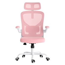 Boyel Living - White & Ergonomic Office Chair Home Office Desk Chair with Headrest High Back Computer Chair - Pink