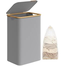 Songmics Home - Laundry Basket with Lid, Large Laundry Hamper, 90L, Removable Mesh Liner, Oxford Fabric, Bamboo Handles, Collapsible - Dove Gray