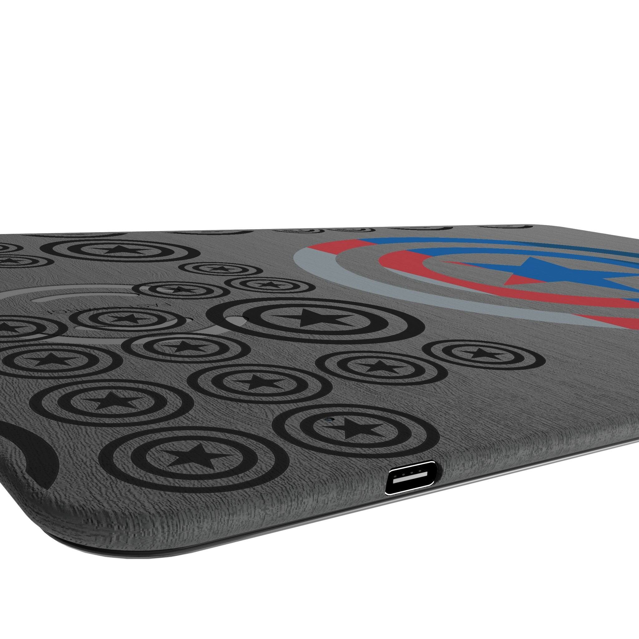 Left. Keyscaper - Marvel Sigil 15-Watt Wireless Charger and Mouse Pad - Captain America.