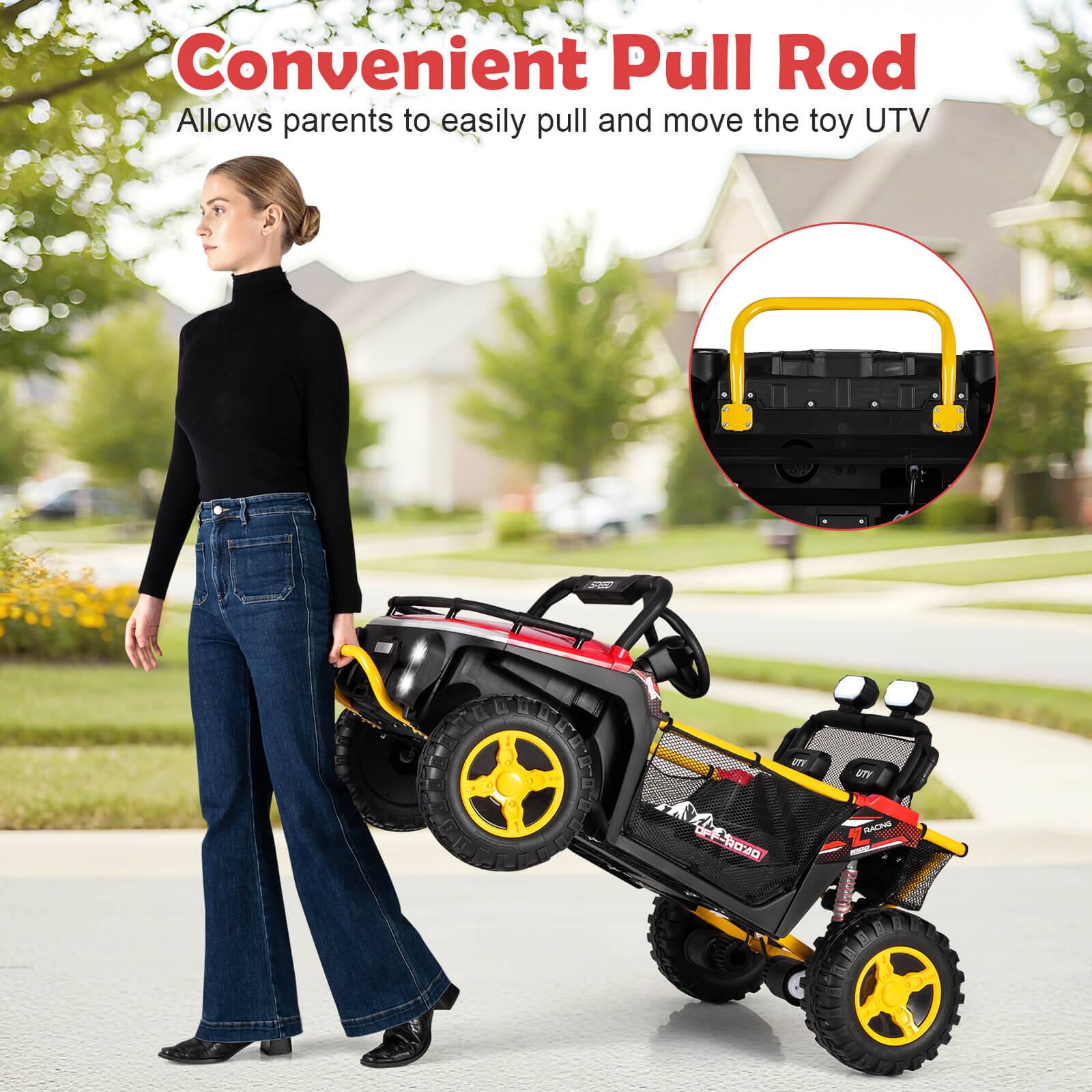 Convenient Pull Rod  
Allows parents to easily pull and move the toy UTV