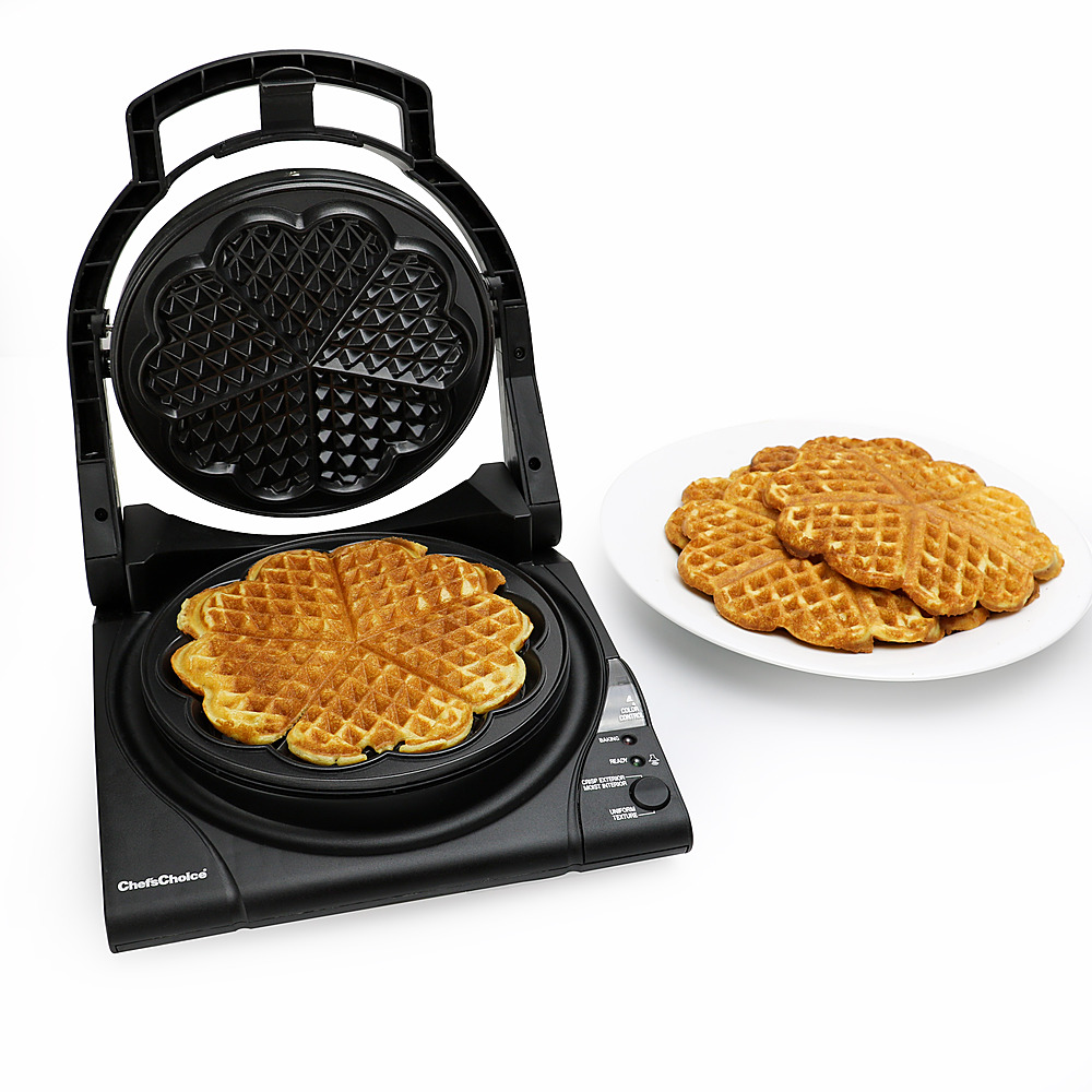 Chef\'sChoice M840 WafflePro Taste/Texture Select Waffle Maker Traditional  Five-of-Hearts Easy to Clean Nonstick Plates Black 8400000 - Best Buy