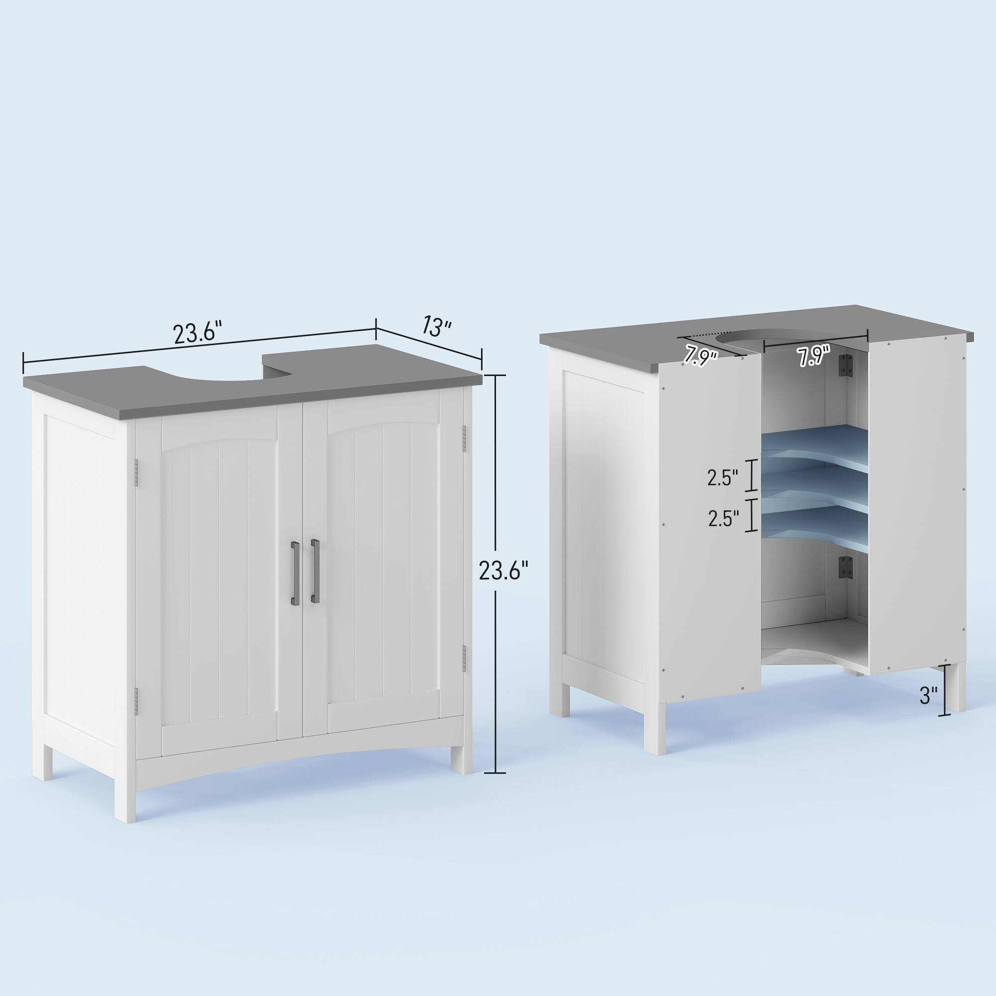 23.6" 13" 7.9" 7.9" 23.6" 2.5" I 2.5" I 3"