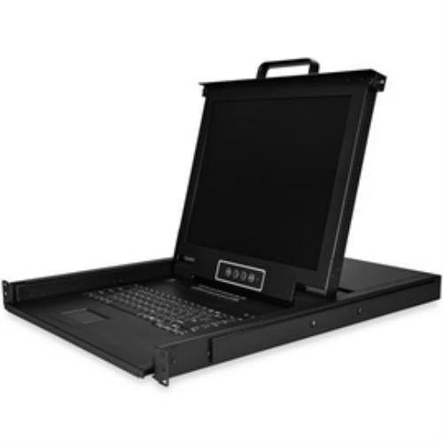Front. Startech - 16-Port Rackmount KVM Console with 17" Display - Black.