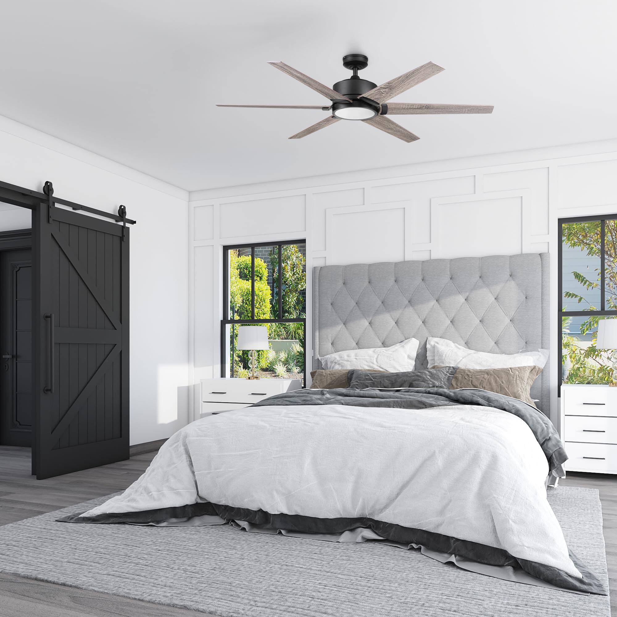 Alt View 4. Honeywell - Honeywell Talbert Ceiling Fan, Color Changing LED and Remote, 62", Matte Black - Matte Black.