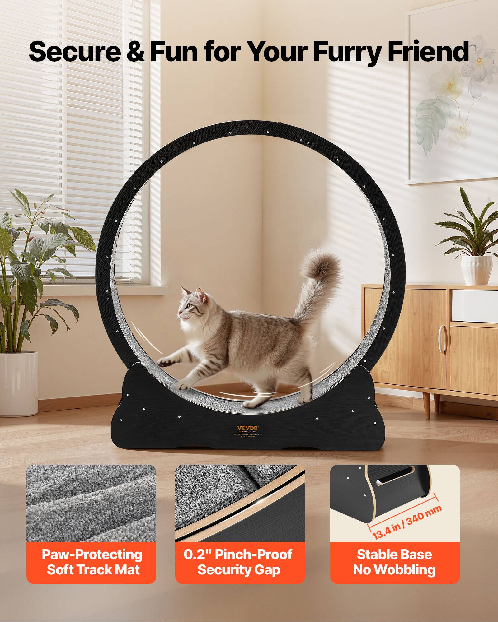Secure & Fun for Your Furry Friend

VEVOR Paw-Protecting Soft Track Mat

0.2" Pinch-Proof Security Gap

13.4 in / 340 mm

Stable Base No Wobbling