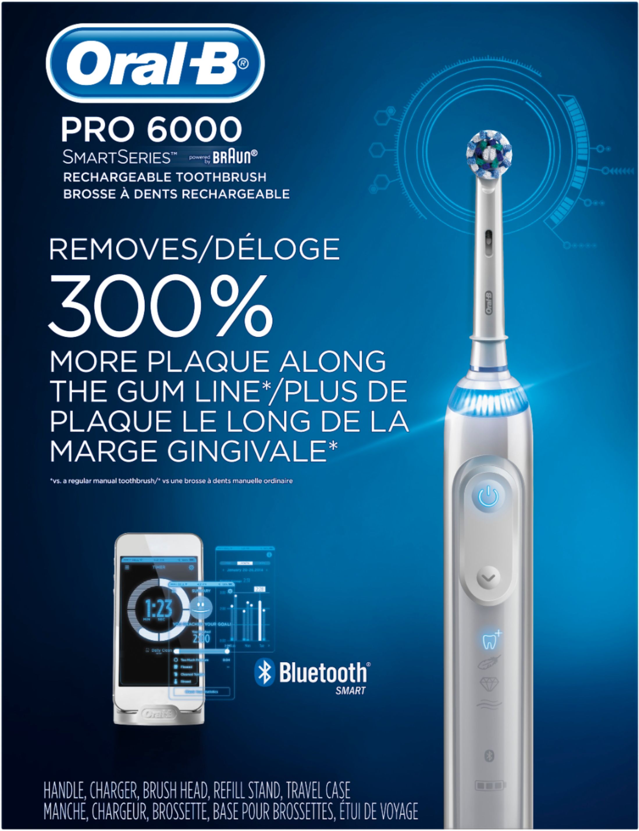 Oral-B Genius Electric Toothbrush, Powered Braun White PRO6000 - Best Buy