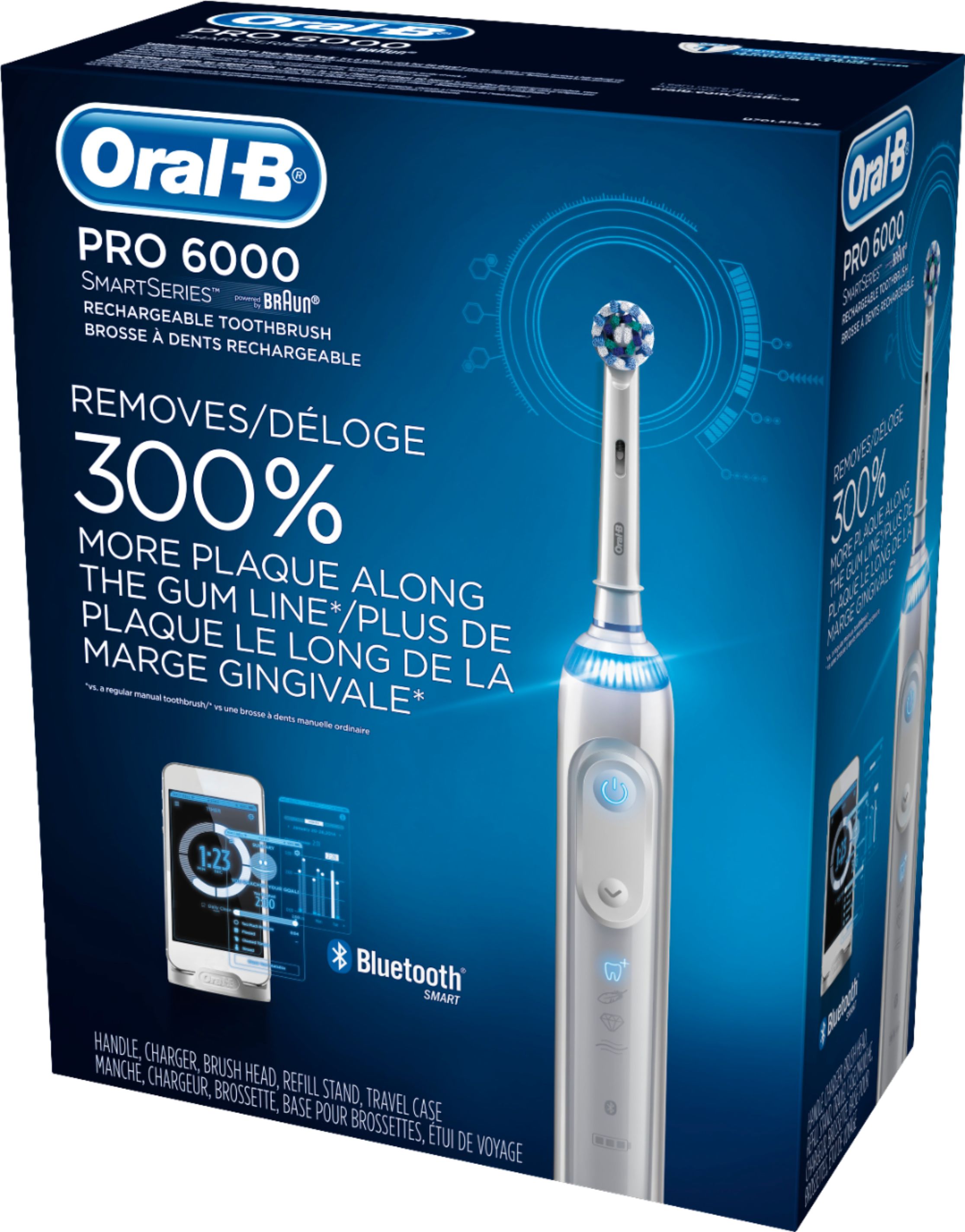 Left View: Oral-B - Genius 6000 Electric Toothbrush, Powered by Braun - White