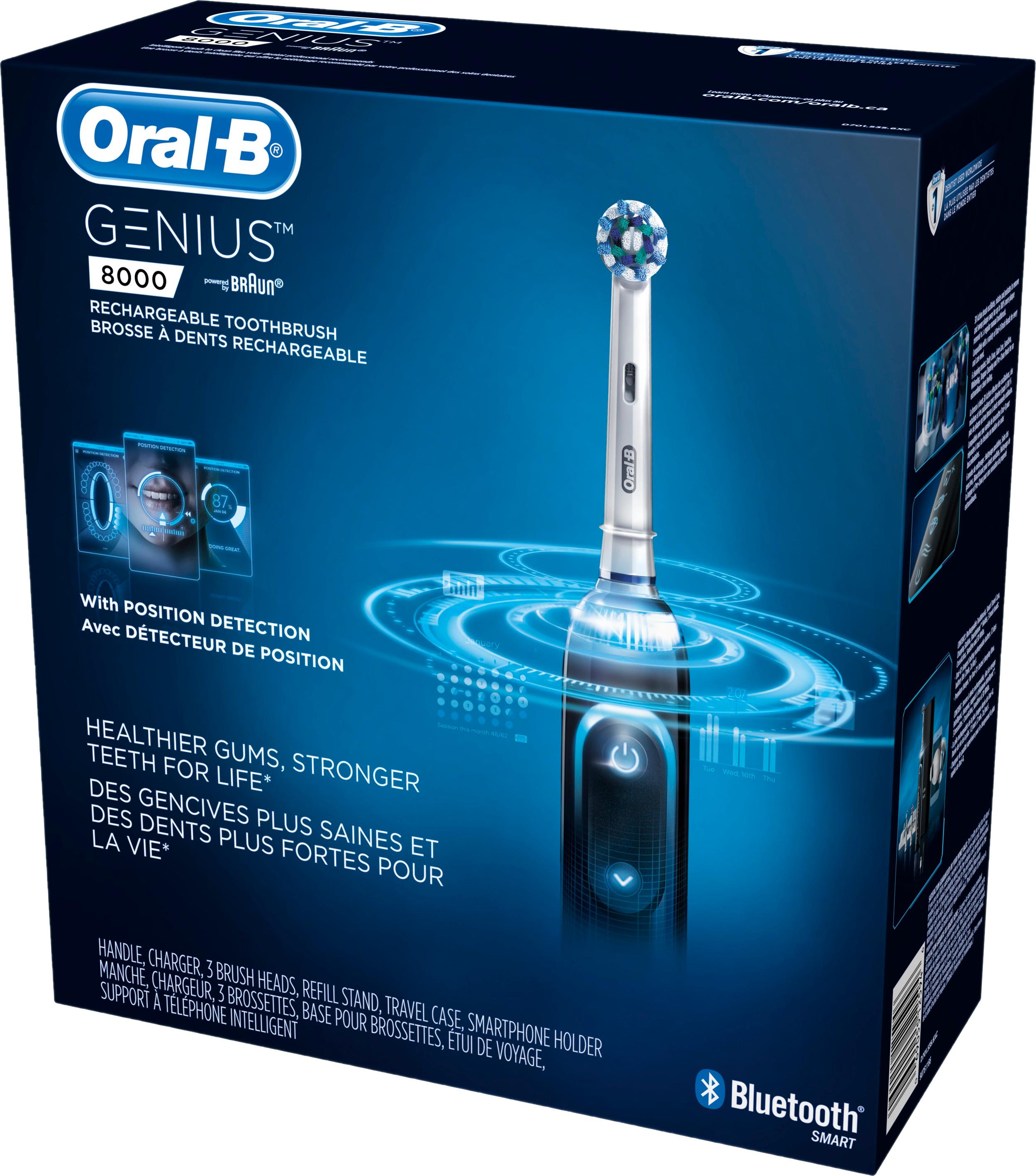 Left View: Oral-B 8000 Electronic Toothbrush, Black, Powered by Braun - Black