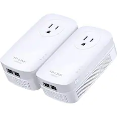 Front. TP-Link - 2-Port Gigabit Powerline Starter Kit - White.