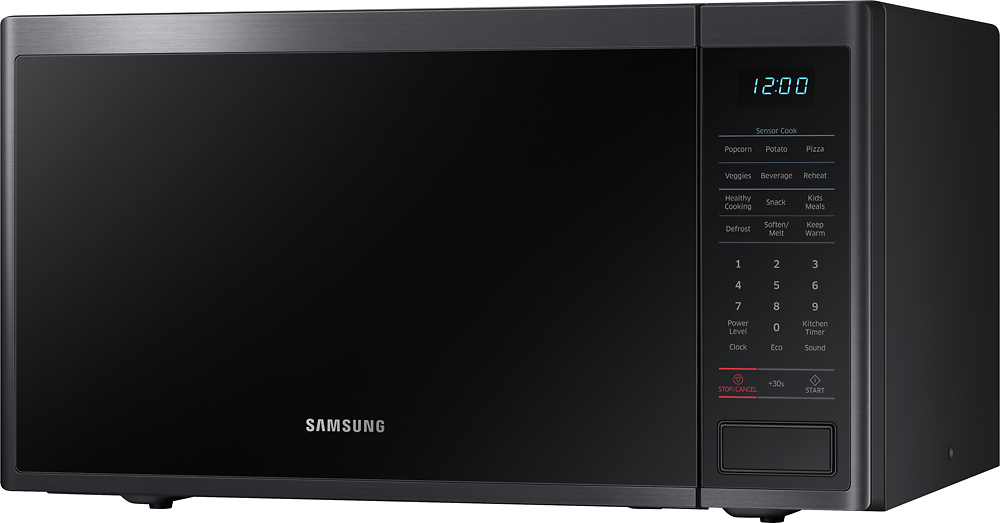 Left View: Samsung - 1.4 cu. ft. Countertop Microwave with Sensor Cook - Black stainless steel