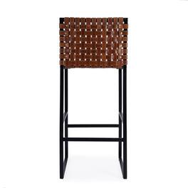 Butler Specialty - Urban 30 in. Seat Height Rectangular Woven Leather Bar Stool with Back - Medium Brown