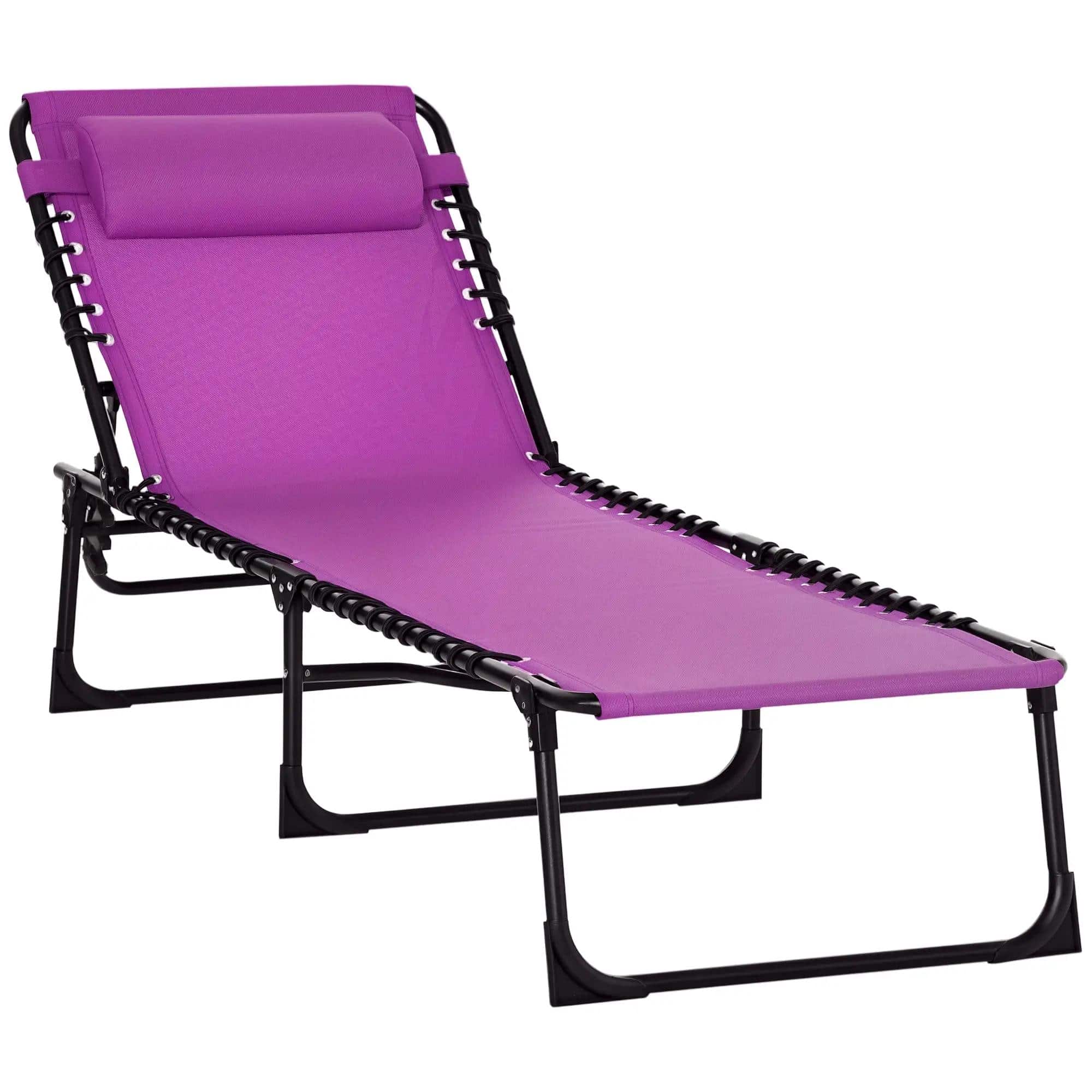 Resenkos - Foldable Chaise Lounge, 4-Position Reclining Back, Trifold Portable design And Breathable Mesh - Purple