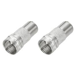 Unique Bargains - 2pcs Coaxial Connector, F Male to RCA Female, 75 Ohm Nickel Plated, 23x10.5mm, for Broadcast, Antenna - Silver