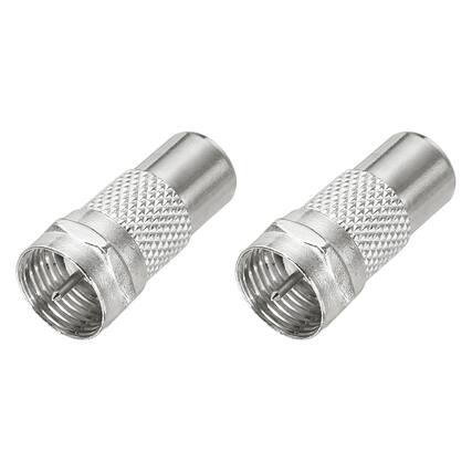 Front. Unique Bargains - 2pcs Coaxial Connector, F Male to RCA Female, 75 Ohm Nickel Plated, 23x10.5mm, for Broadcast, Antenna - Silver.