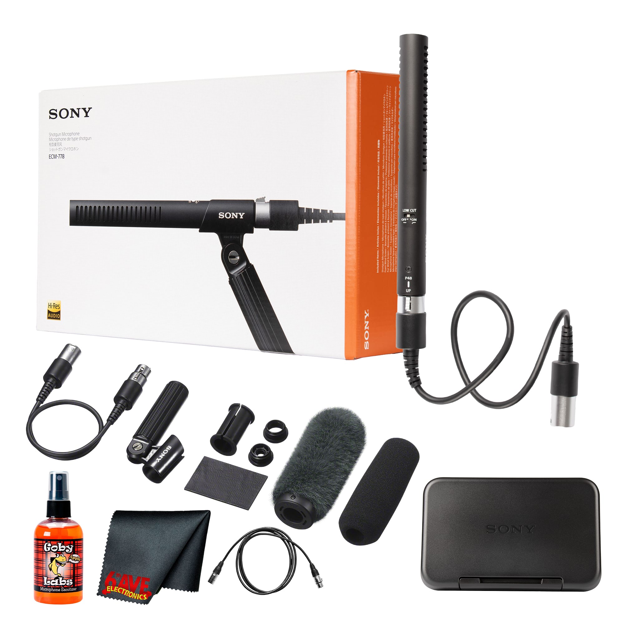 Sony - ECM-778 Short Supercardioid Condenser Microphone (ECM-778) + Cable Ties + More