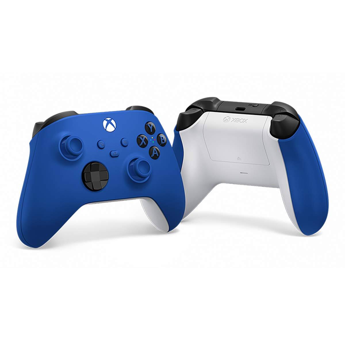 Left. Microsoft - Xbox Wireless Controller for Series X, Series S, Windows with MightySkins Custom Skin Code - Shock Blue - Shock Blue.