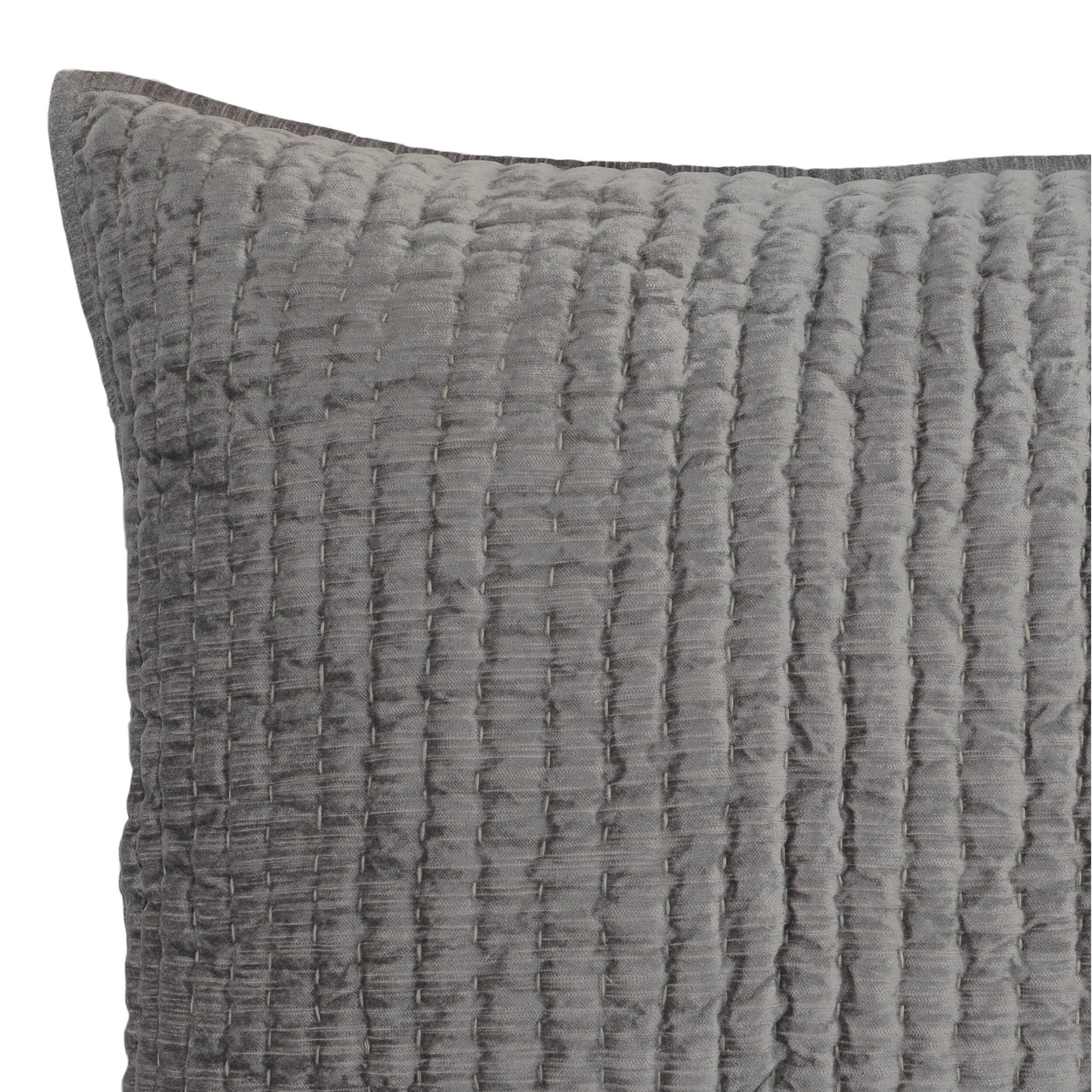 Back. Manhattan Lane - Lipa 26 Inch Square Handmade Euro Pillow Sham with Rayon Velvet - Gray.