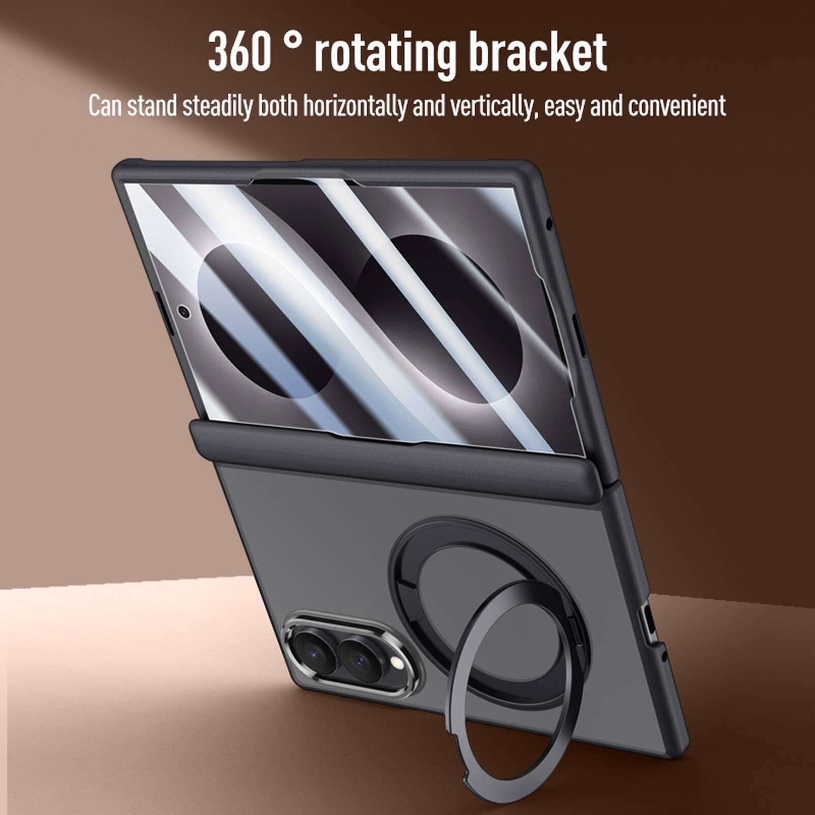 360° rotating bracket  
Can stand steadily both horizontally and vertically, easy and convenient