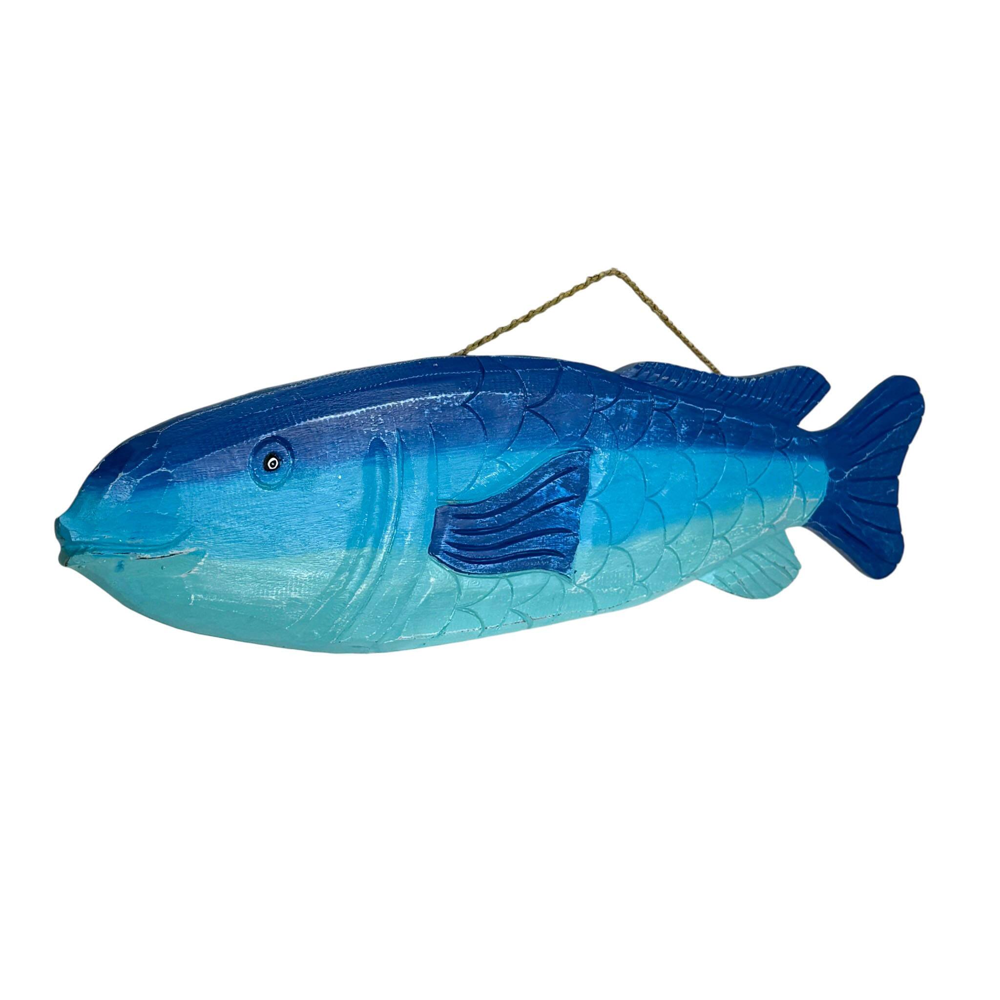 Alt View 1. Things2Die4 - Wood Fish Wall Decor 39 in Blue Gradient Coastal Beach Bathroom Art - Blue.