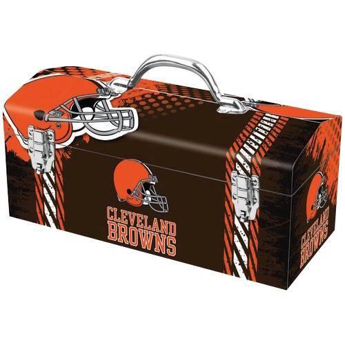 Front. Sainty International - Cleveland Browns™ 16" Tool Box - Brown/Orange.