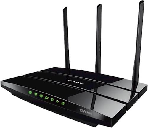 Left View: ASUS - AC1900 Dual-Band Wi-Fi Router with Life time internet Security - Black