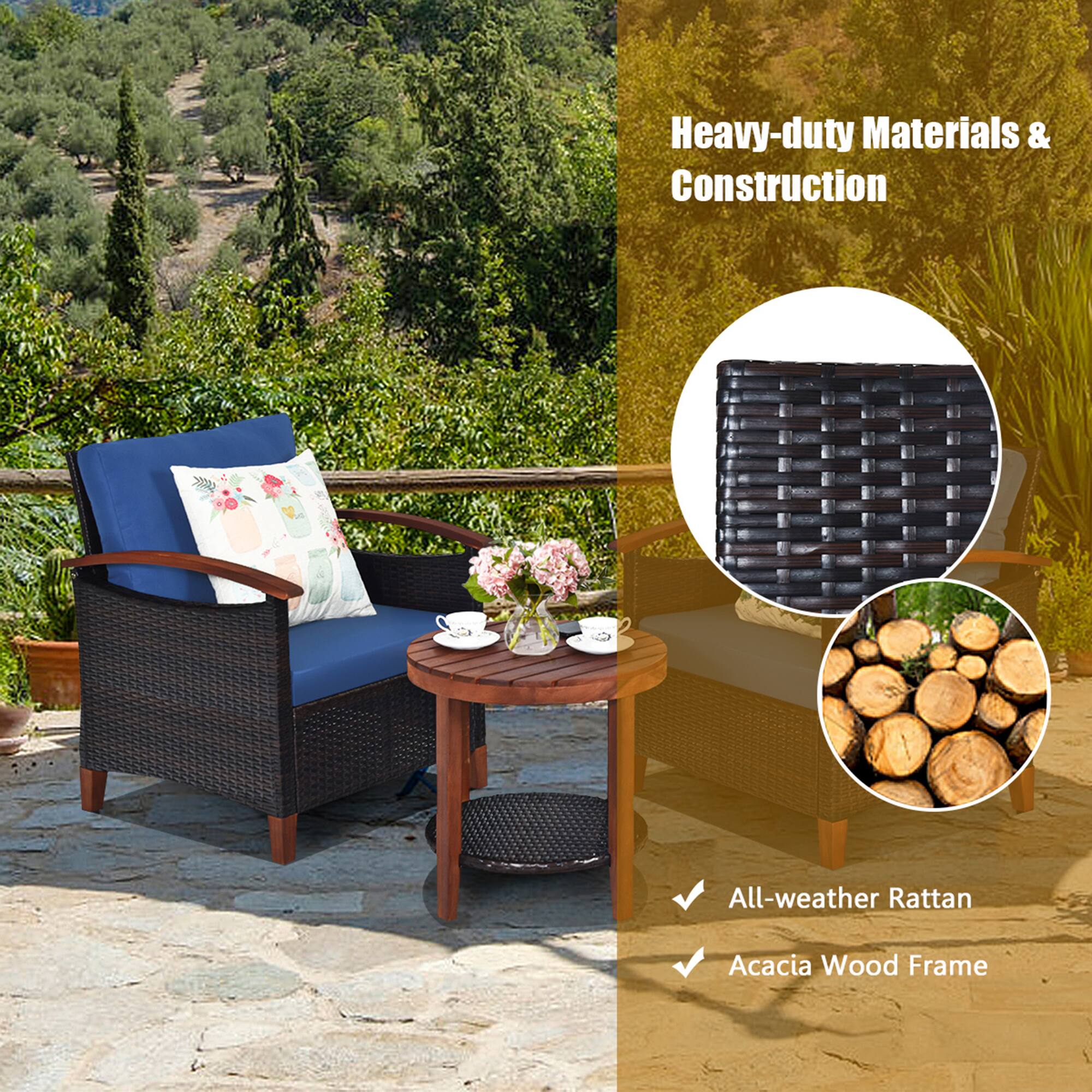 Heavy-duty Materials & Construction
All-weather Rattan
Acacia Wood Frame