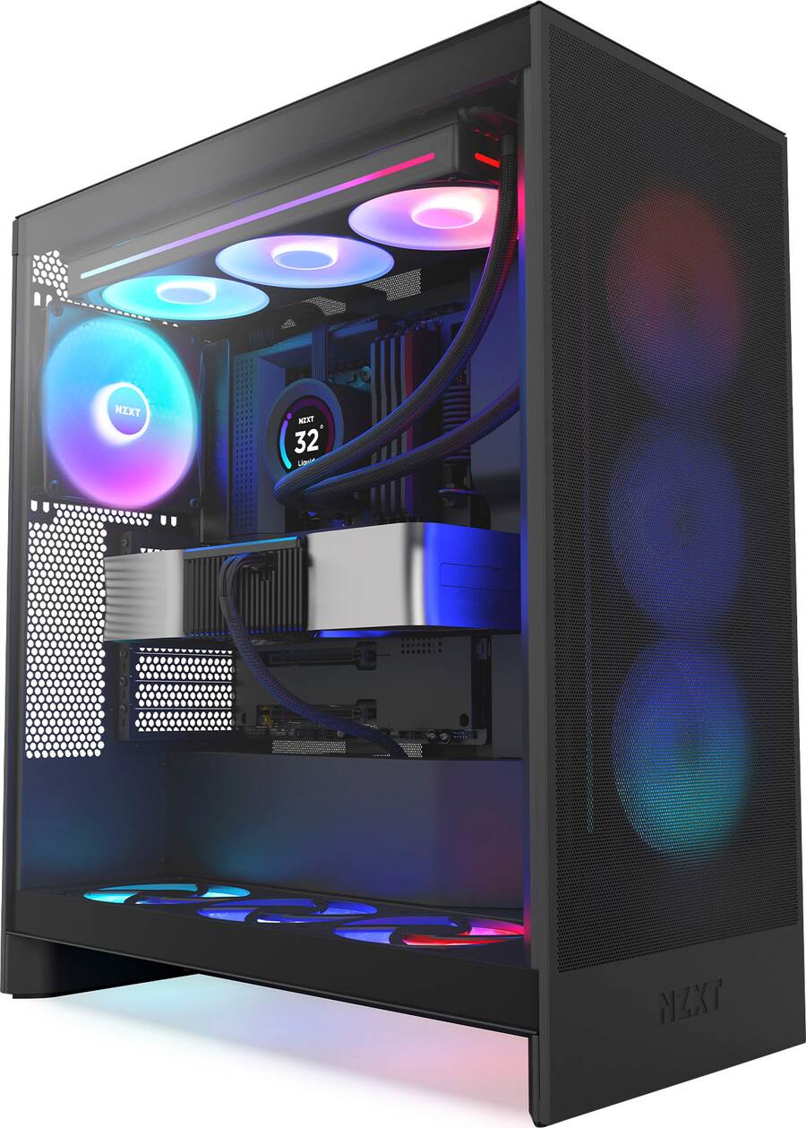 NZXT H7 Flow 2024 Mid Tower ATX PC Case with RGB Fans Black CM NZXT H7 Flow 2024 Mid Tower ATX PC Case with RGB Fans Black CM