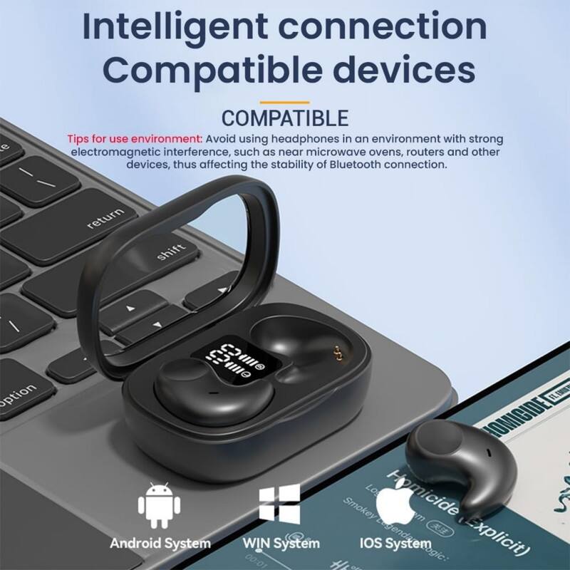 Intelligent connection  
Compatible devices  

COMPATIBLE  

Tips for use environment: Avoid using headphones in an environment with strong electromagnetic interference, such as near microwave ovens, routers and other devices, thus affecting the stability of Bluetooth connection.  

return shift option  

Android System  
WIN System  
IOS System  

Homicide (Explicit)  
Smoky LegendacSogic