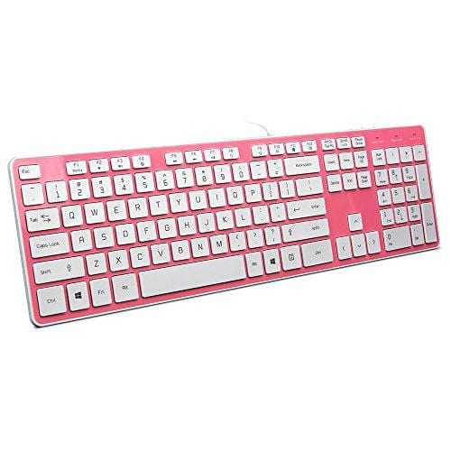 Pacoar Cade - Wired Usb Comfortable Quiet Chocolate Keys Durable Ultra-slim Computer Keyboard For Pc Windows 11/10/8/7/xp/vista - Pink