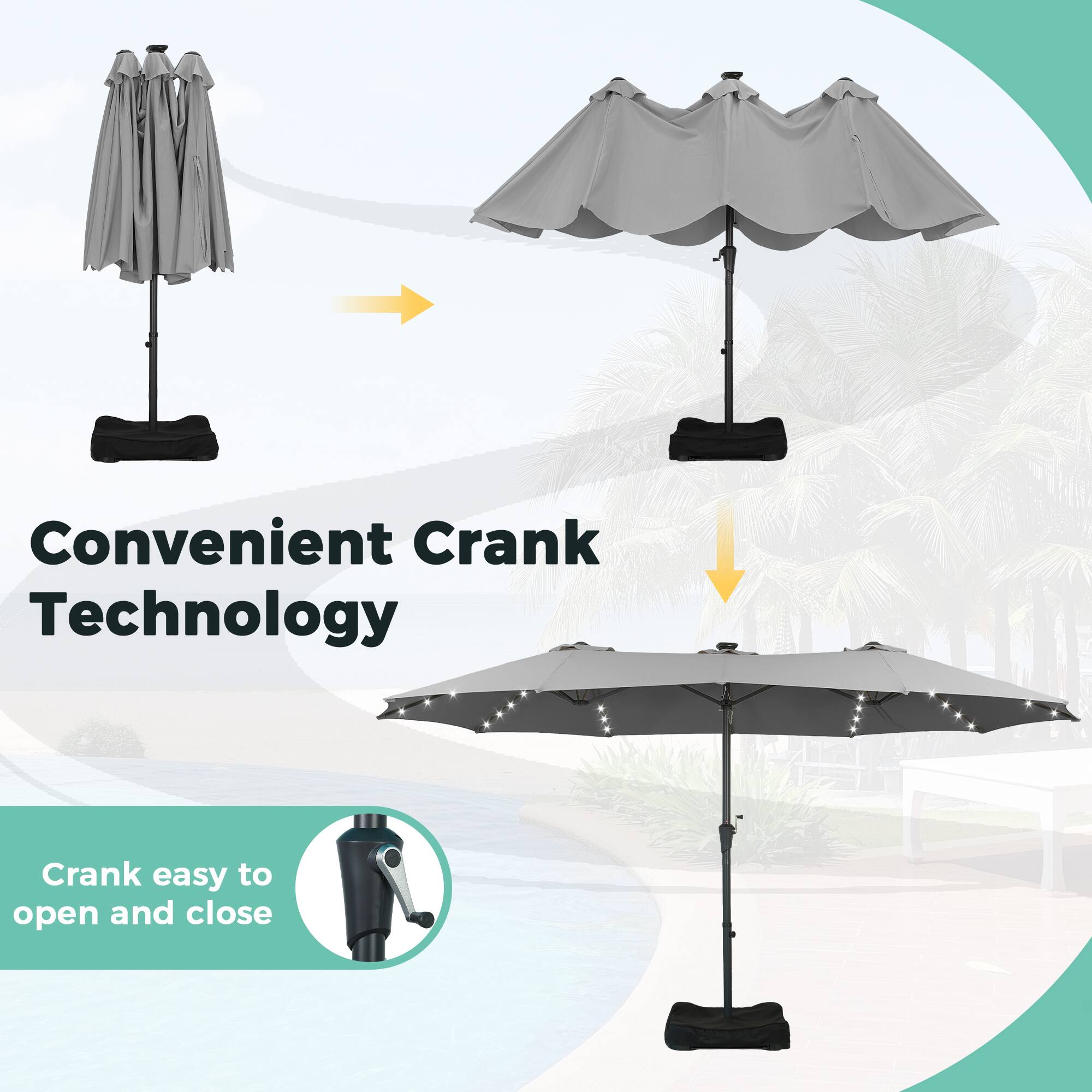 Convenient Crank Technology  
Crank easy to open and close