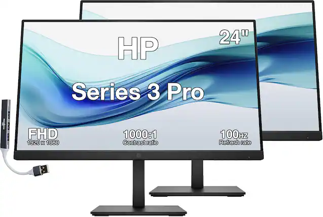 HP 24" Series 3 Pro
FHD 1920 x 1080
1000:1 Contrast Ratio
100Hz Refresh Rate
