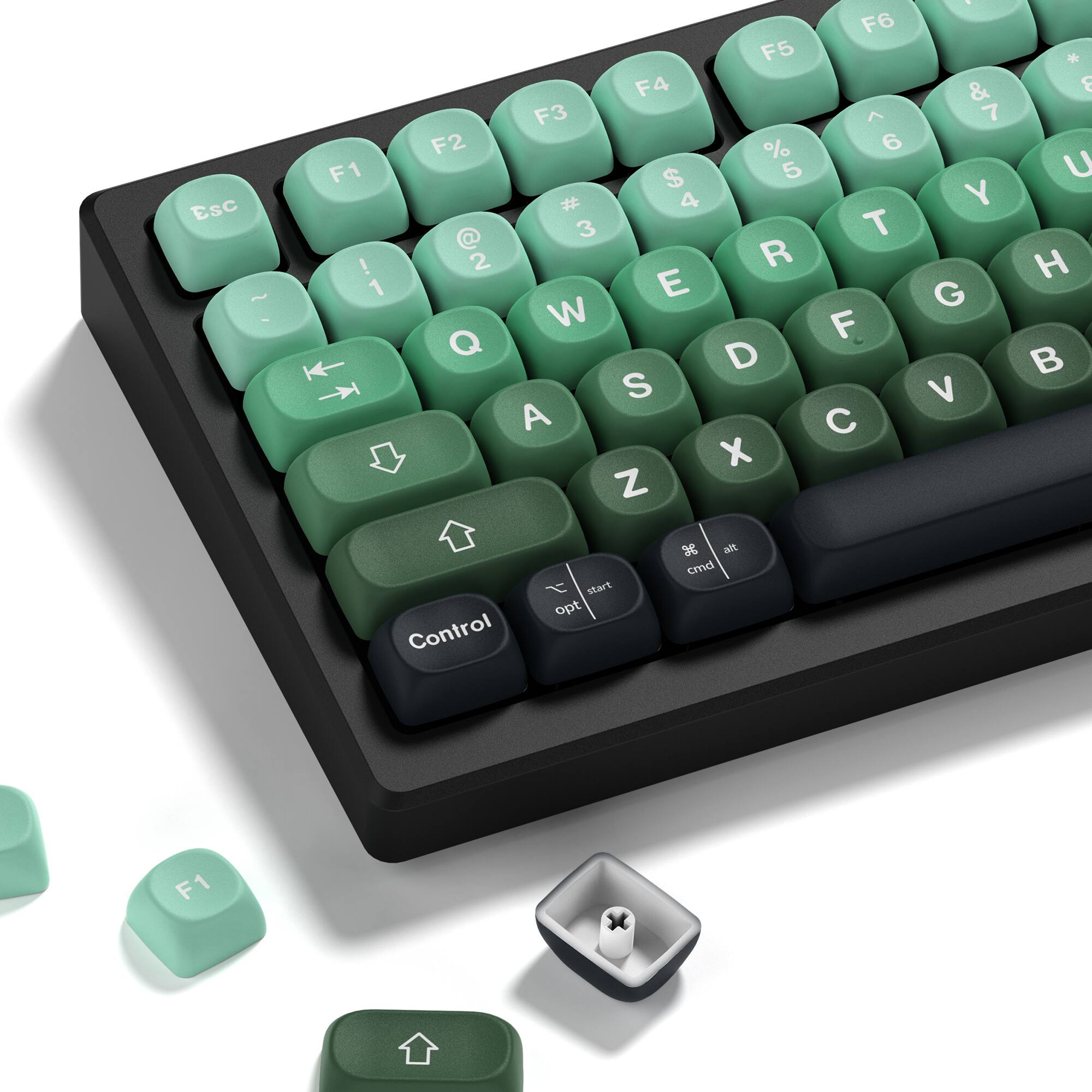 Esc ~ ~ - F1 ! 1  F2 @ 2 Q F6 F5 F4 F3 % 6 $ 5 # 4 3 T R E W F D S A C X Z  & 7 Y G V *  U H  Control start opt 3 alt cmd F1