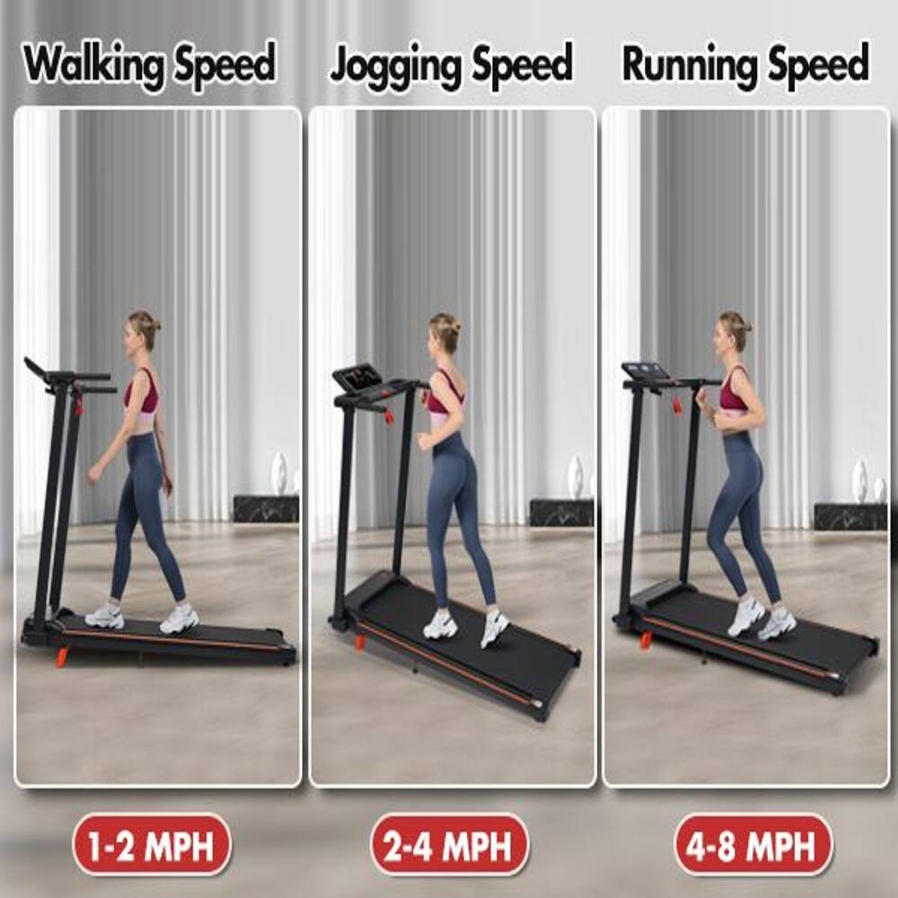 Walking Speed: 1-2 MPH  
Jogging Speed: 2-4 MPH  
Running Speed: 4-8 MPH