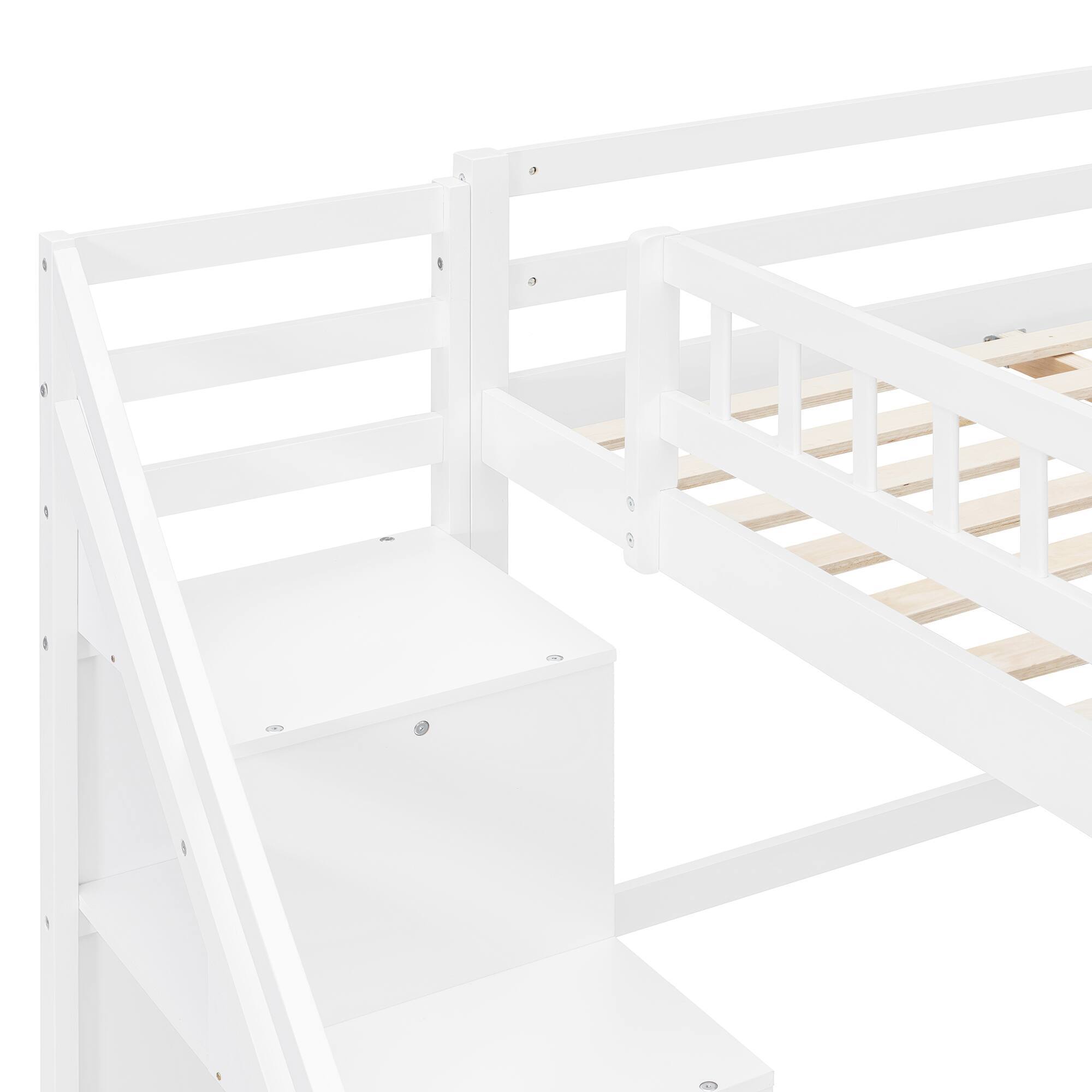 Alt View 2. Anysun - Full Size Loft Bed with Two Chest of Drawers, Desk and Light Strip - White.