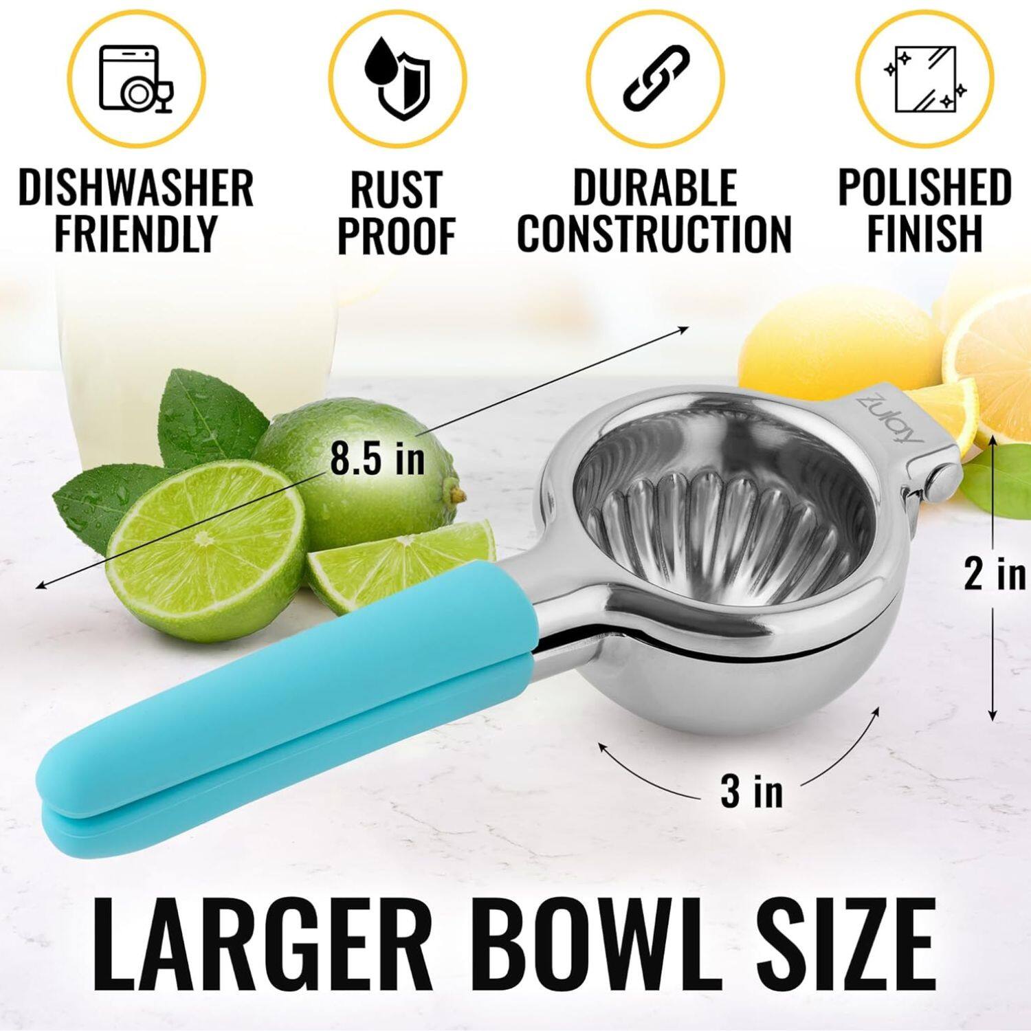 DISHWASHER FRIENDLY, RUST PROOF, DURABLE CONSTRUCTION, POLISHED FINISH, 8.5 in, 2 in, 3 in, LARGER BOWL SIZE
