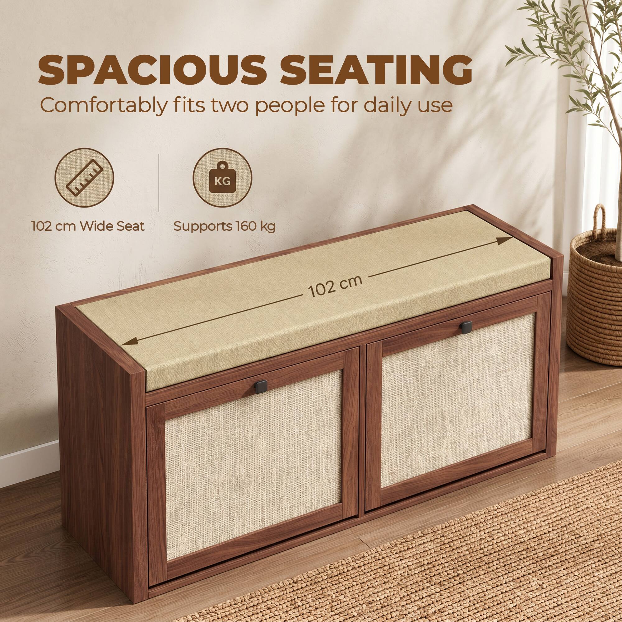 SPACIOUS SEATING  
Comfortably fits two people for daily use  
102 cm Wide Seat  
Supports 160 kg