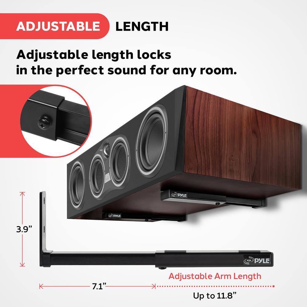 ADJUSTABLE LENGTH

Adjustable length locks in the perfect sound for any room.

PYLE

3.9" PYLE 7.1" Adjustable Arm Length Up to 11.8"