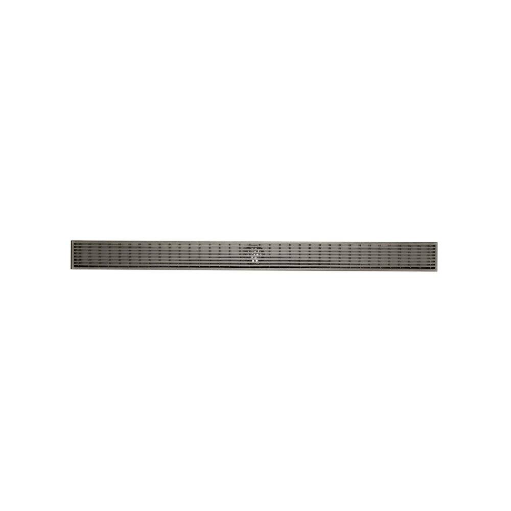 Back. Alfi - 36" Modern Stainless Steel Linear Shower Drain with Groove Lines - Gray.