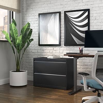 Alt View 7. Staples - Commercial 2-Drawer Lateral File Cabinet, Letter/Legal Size, Lockable, 28.11"H x 36"W x 18.62"D, Black (60922/17451) - Black.