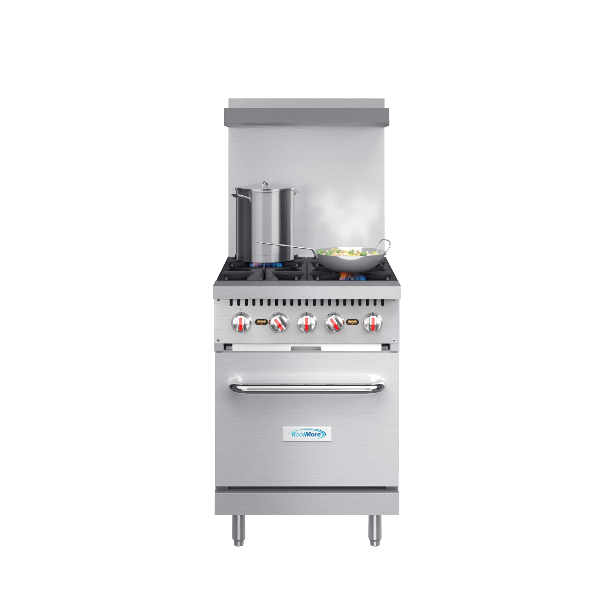 Koolmore - 24 in. 4 Burner Commercial Liquid Propane Range with Oven in Stainless-Steel (KM-CR24-LP) - Stainless Steel