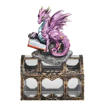 Front. FC Design - FC Design 5"H Dragon Crystal Treasure Box Figurine Computer Desk Tabletop Decoration - Multi-Color.