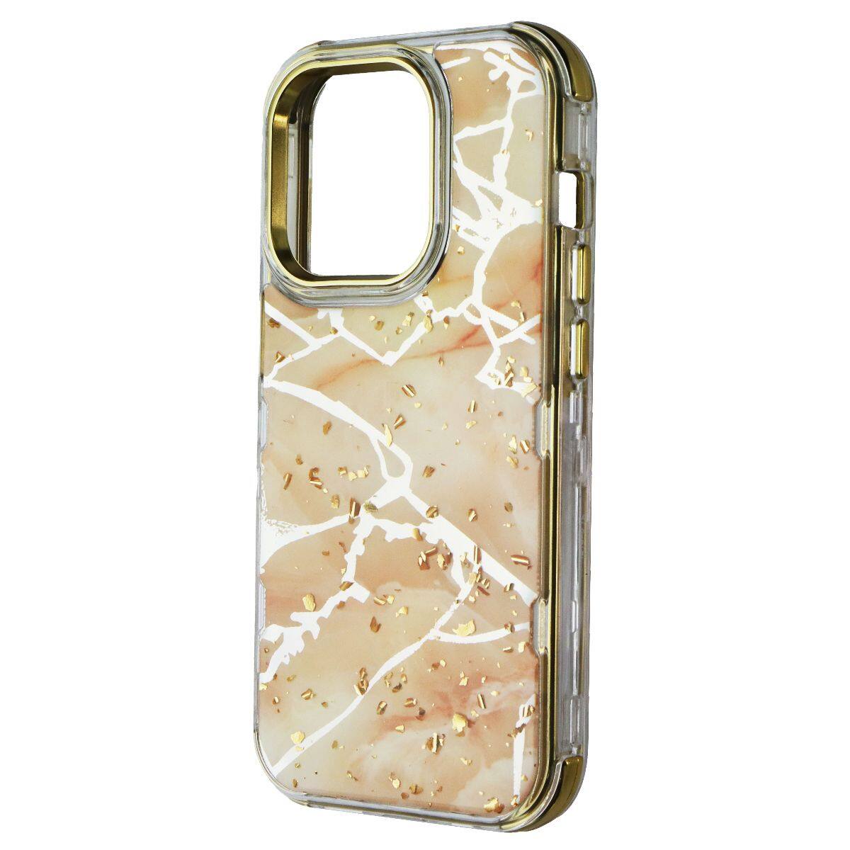 Front. Mybat Pro - MyBat Pro Tuff Series Case for Apple iPhone 14 Pro - Pale Yellow Marbling / Gold - Multicolor.
