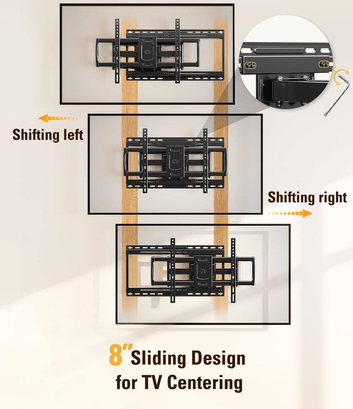 8" Sliding Design for TV Centering

Shifting left

Shifting right