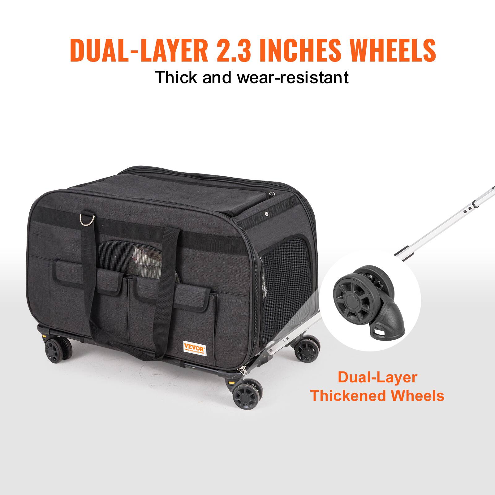 DUAL-LAYER 2.3 INCHES WHEELS  
Thick and wear-resistant  

Dual-Layer Thickened Wheels