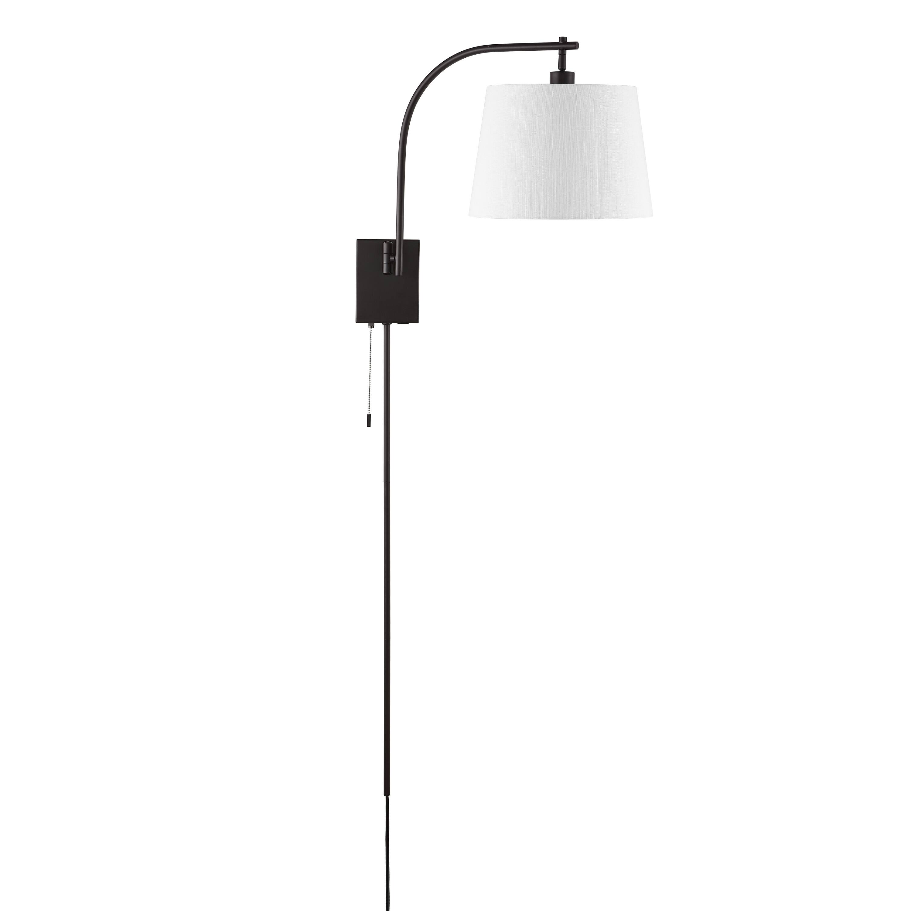 Alt View 6. Jonathan Y - Gosling 22.5" Plug-In or Hardwired Iron Gooseneck Swing Arm Sconce with Pull-Chain and Charging Port, Oil Rubbed Bronze - Oil Rubbed Bronze.