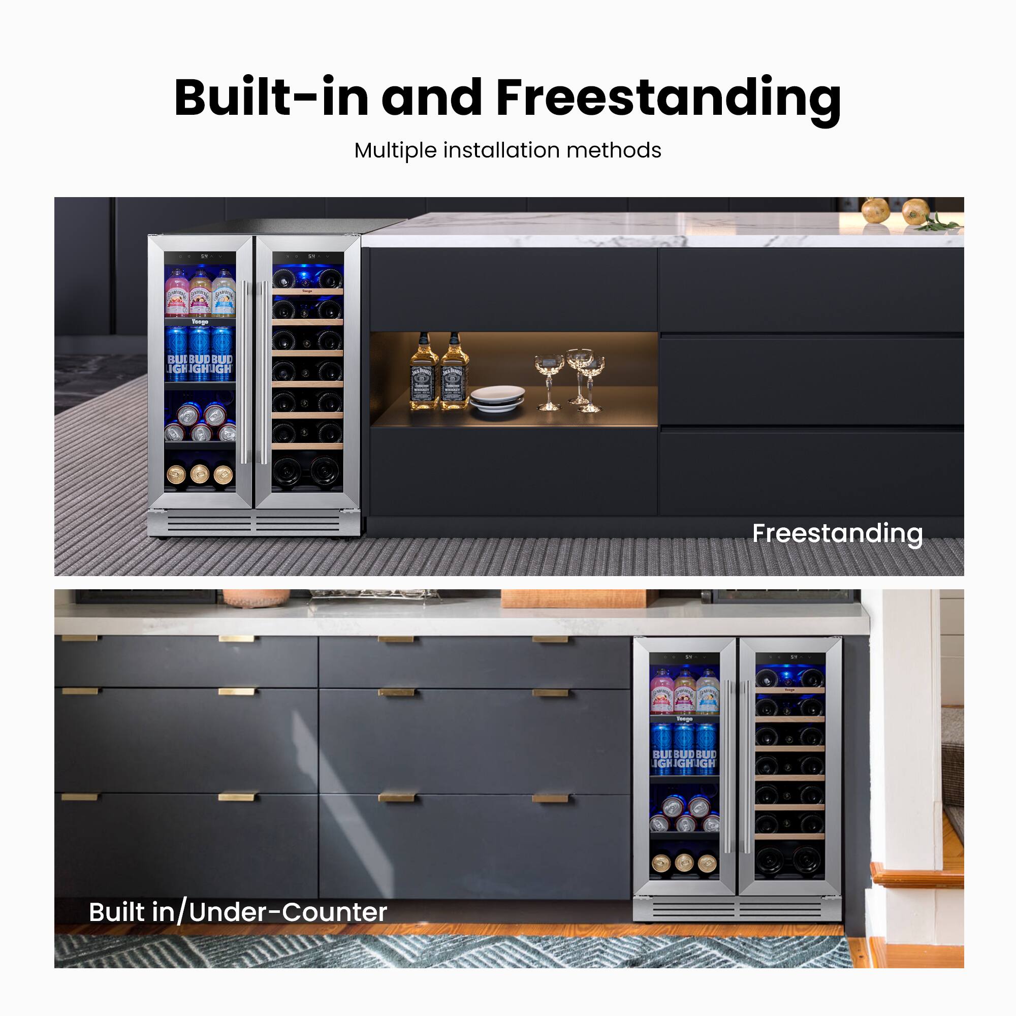 Built-in and Freestanding Multiple installation methods Freestanding Built in/Under-Counter
