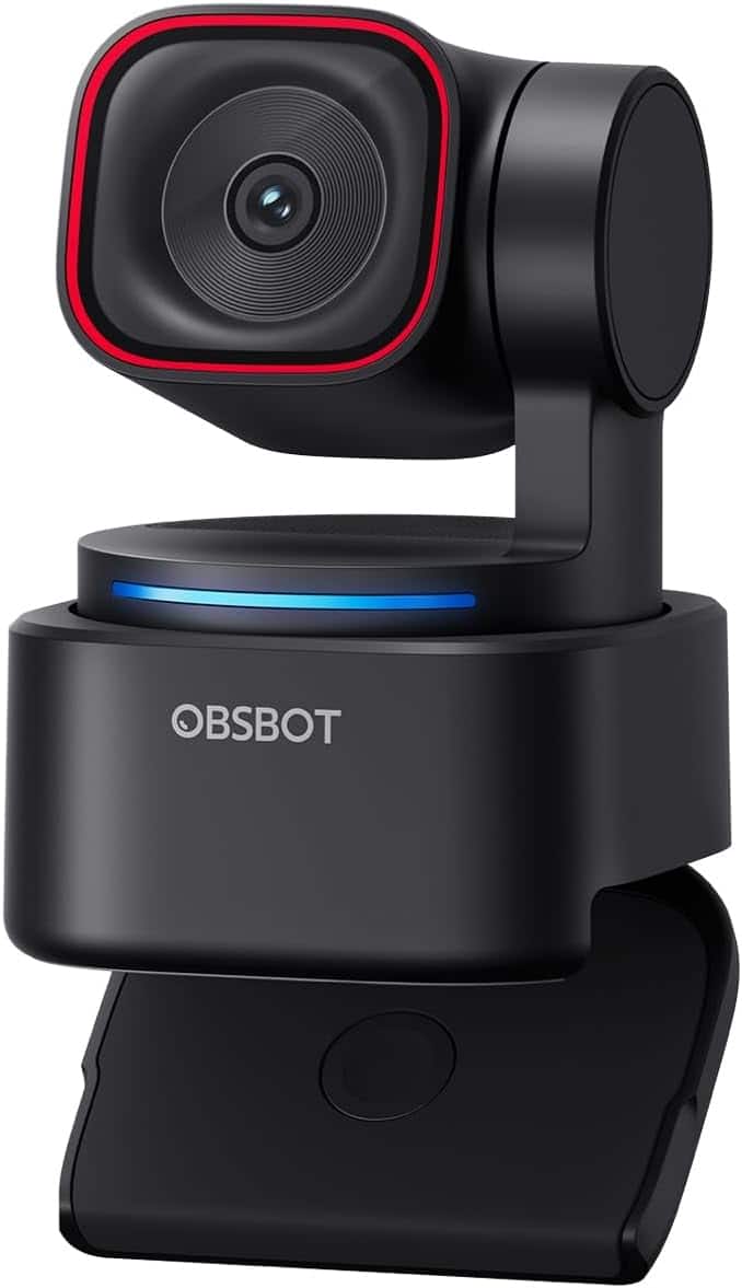 Front. OBSBOT - Tiny 3 Lite AI-Powered Spatial Audio 4K Webcam - Black.