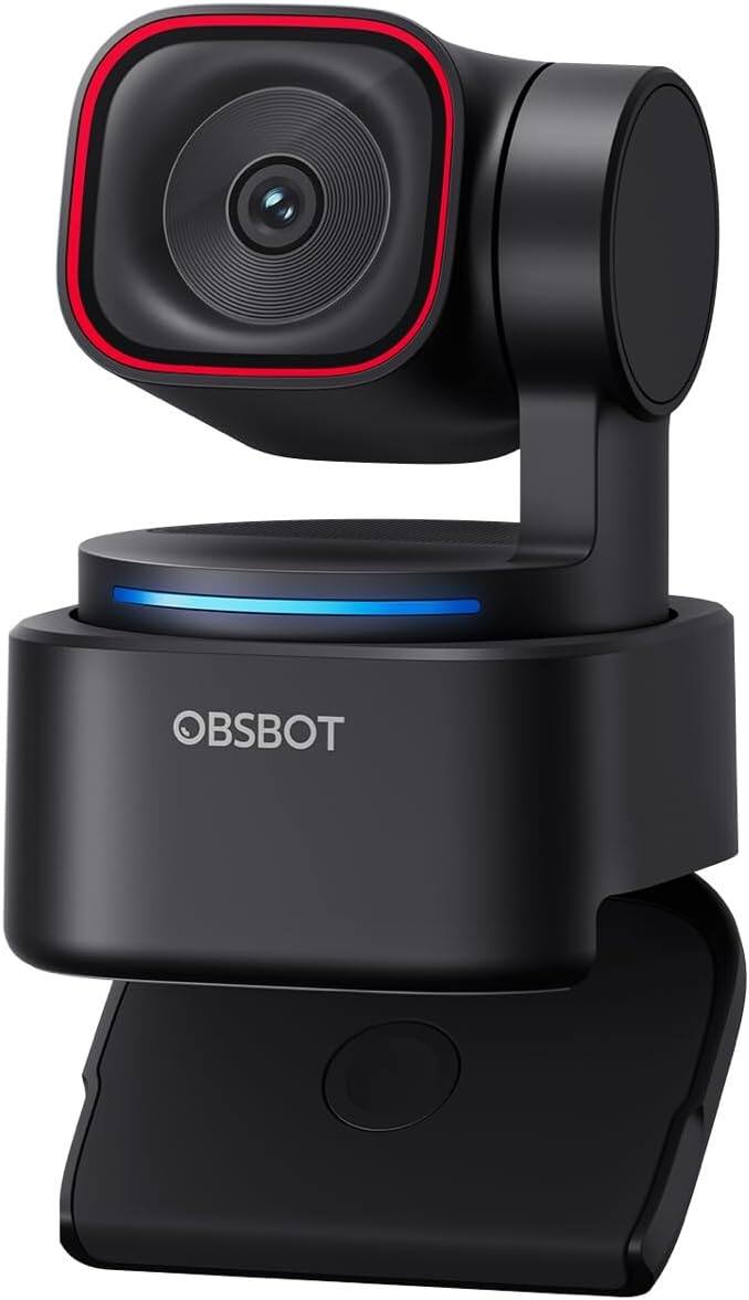 Front. OBSBOT - Tiny 3 Lite AI-Powered Spatial Audio 4K Webcam - Black.