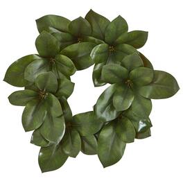 BreeBe - 22" Magnolia Leaf Artificial Wreath - Green
