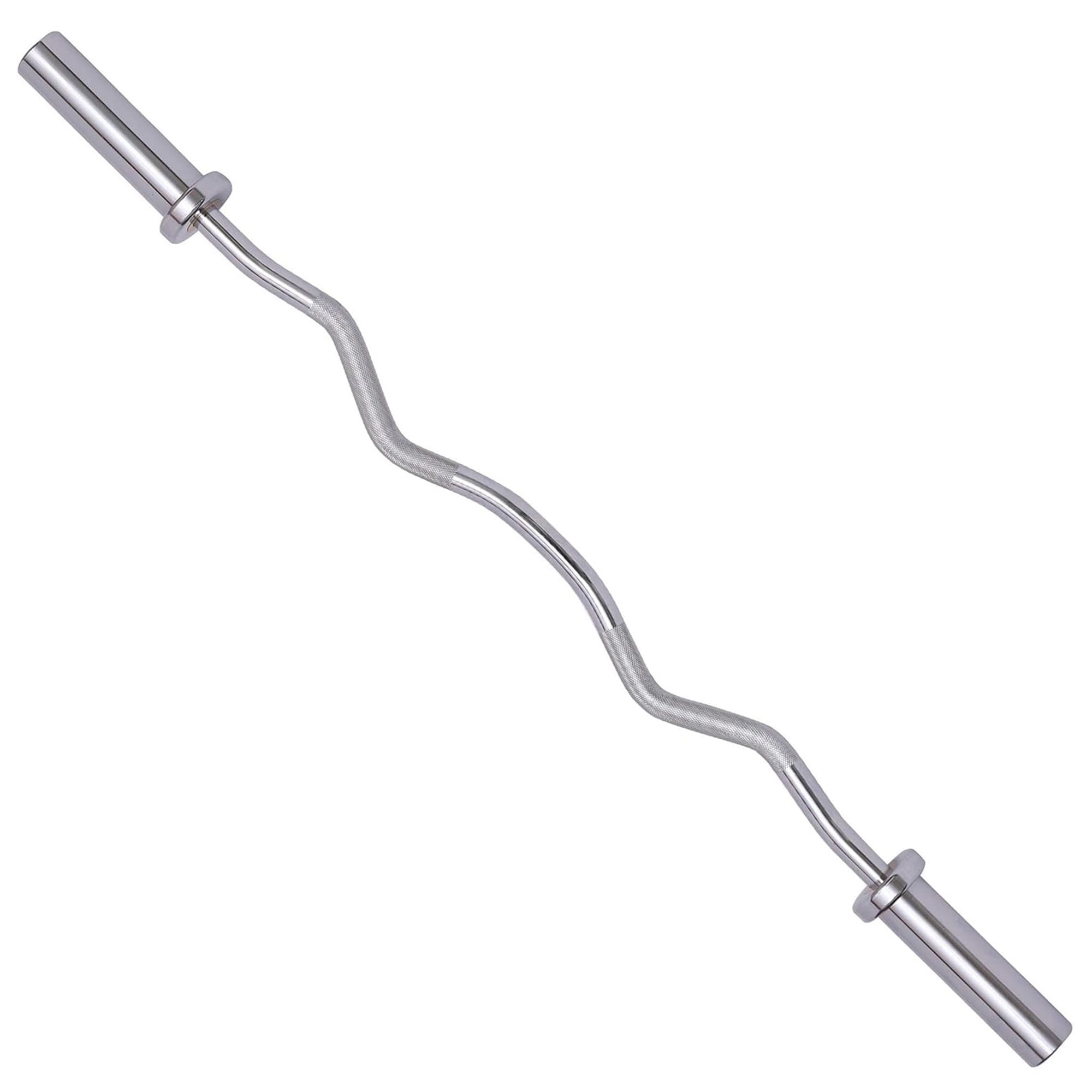 ThinkLink Electronic - Olympic Ez Curl Barbell Bar inch For Weight Lifting Thrusts Squat Biceps-home Gym Bars Chrome Curling Plates - Default